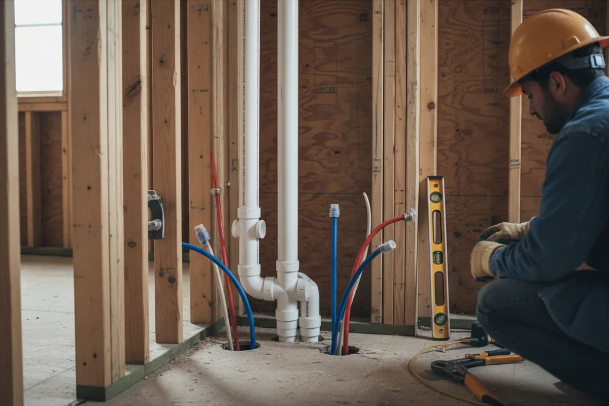 Drain and supply rough-in during Drain Cleaning in Portal